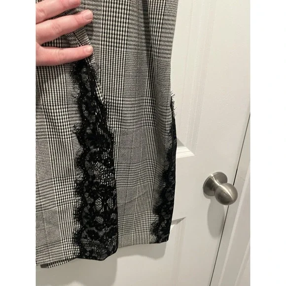 Zara Trafaluc Houndstooth Lace Trim Slip Mini Dress NWT Sz S - Picture 3 of 10